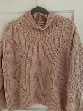 Calvin Klein Blush Pink Ribbed Mock Neck Sweater